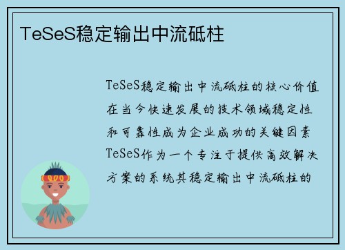 TeSeS稳定输出中流砥柱