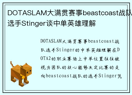 DOTASLAM大满贯赛事beastcoast战队选手Stinger谈中单英雄理解
