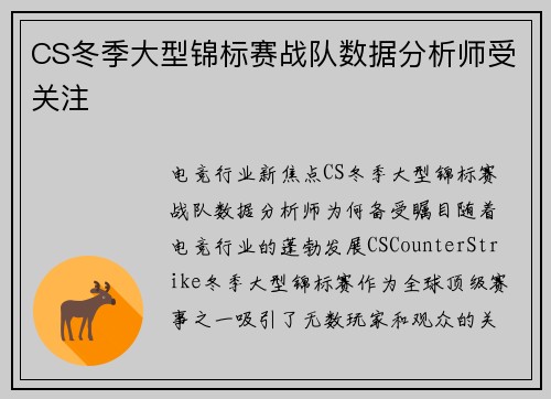 CS冬季大型锦标赛战队数据分析师受关注
